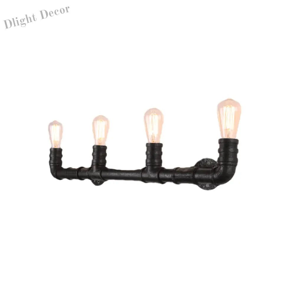 Embrace Industrial Charm And Ample Illumination: The 4 - Bulb Linear Pipe Wall Sconce Wall Light