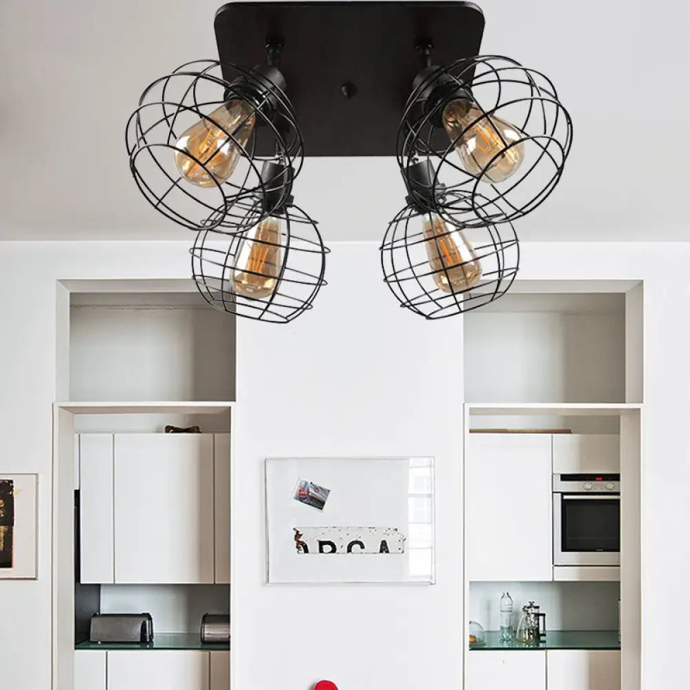 Embrace Industrial Charm And Ample Illumination: The Global Cage Semi - Flush Ceiling Light 4 /