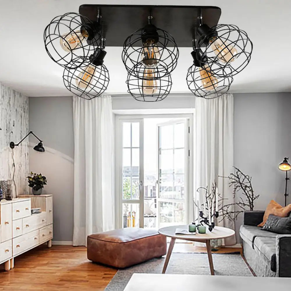 Embrace Industrial Charm And Ample Illumination: The Global Cage Semi - Flush Ceiling Light 6 /