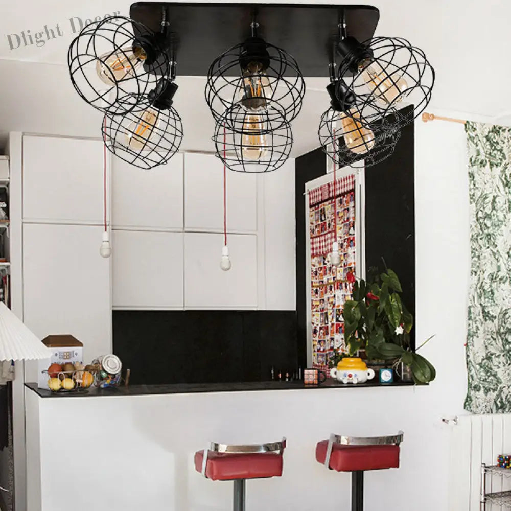 Embrace Industrial Charm And Ample Illumination: The Global Cage Semi - Flush Ceiling Light Fixtures