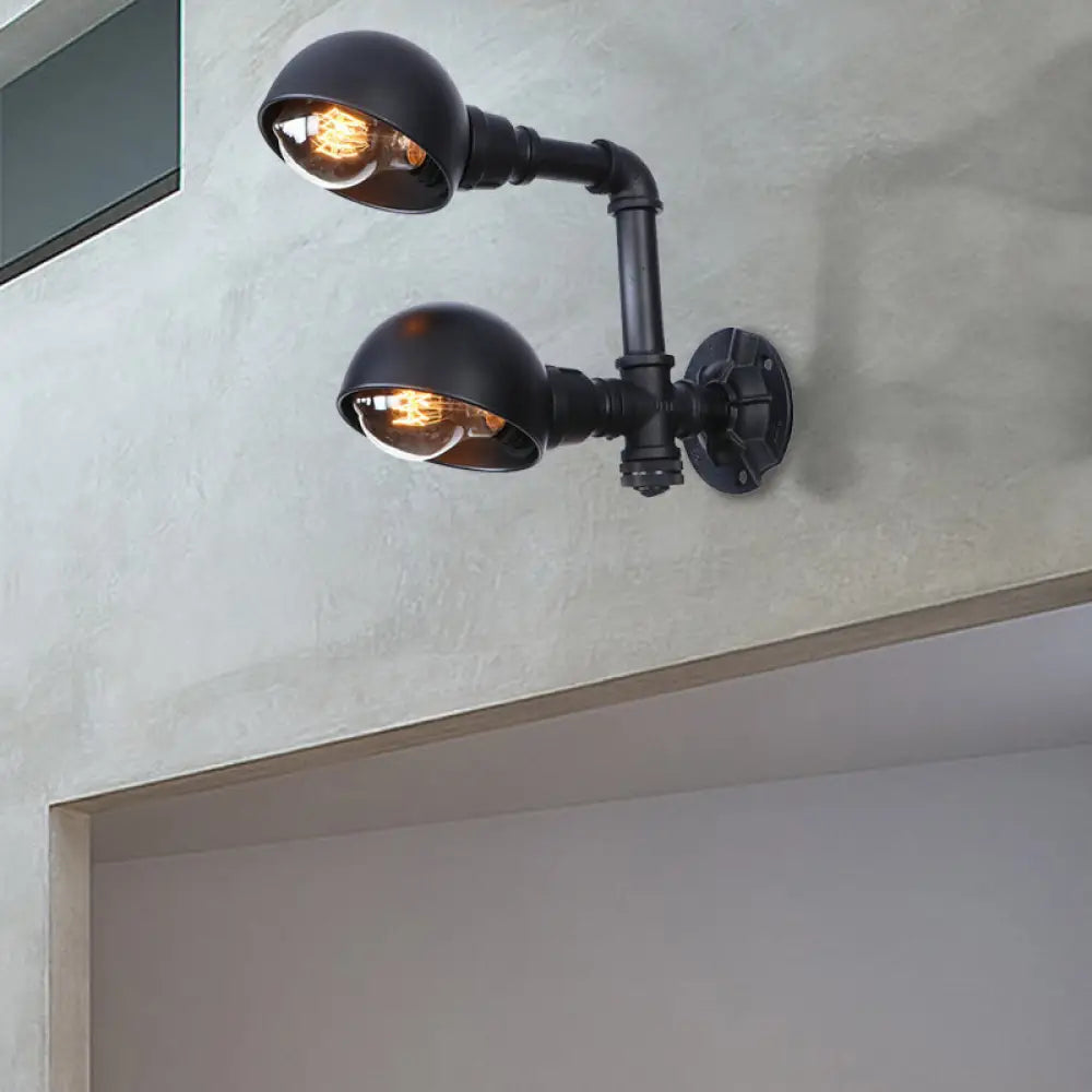 Embrace Industrial Charm: The Vintage Bowl Shade Wall Sconce Black / B