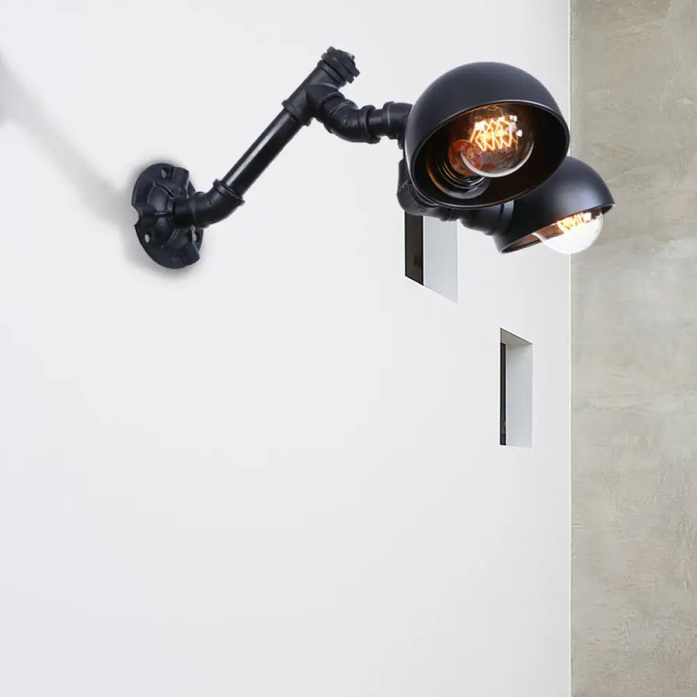 Embrace Industrial Charm: The Vintage Bowl Shade Wall Sconce Black / C