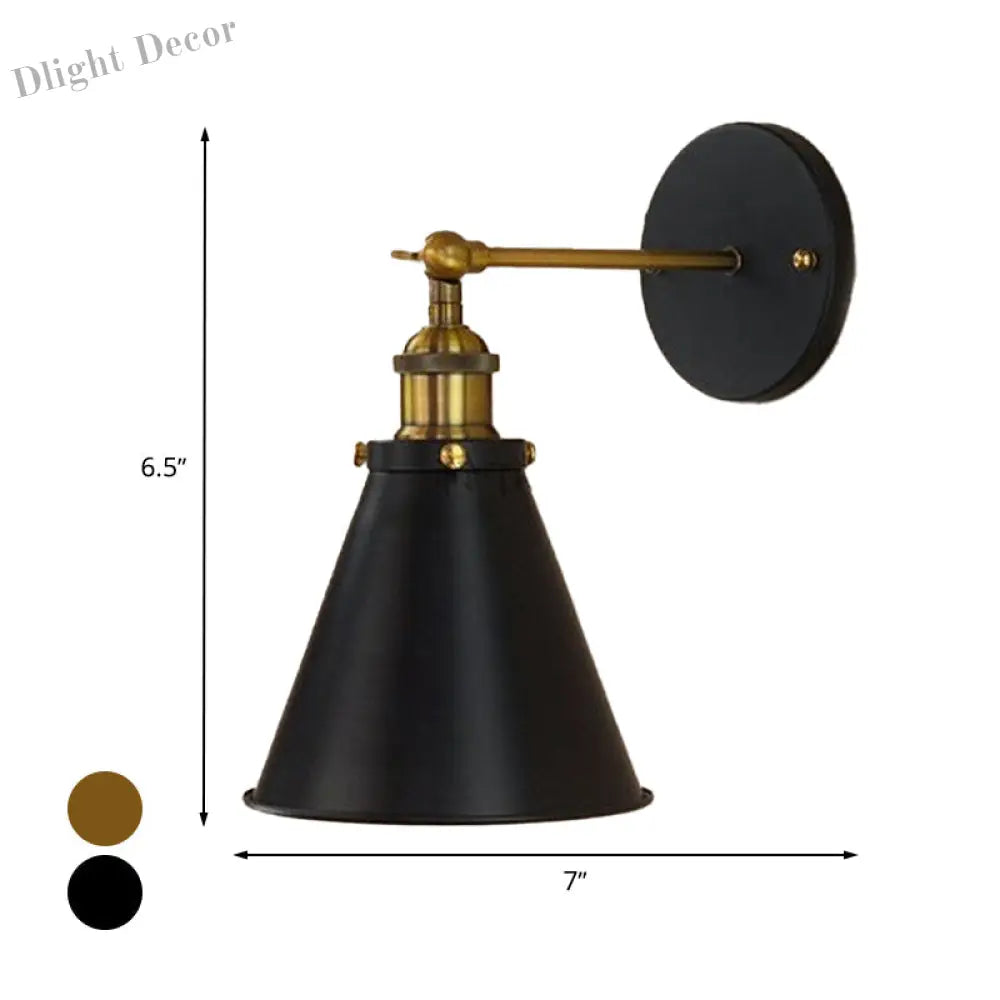 Embrace Industrial Chic With The Black And Brass Conic Sconce Wall Light