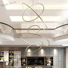 Embrace Modern Elegance With The Extra - Slim Gold Led Pendant Chandelier Lights