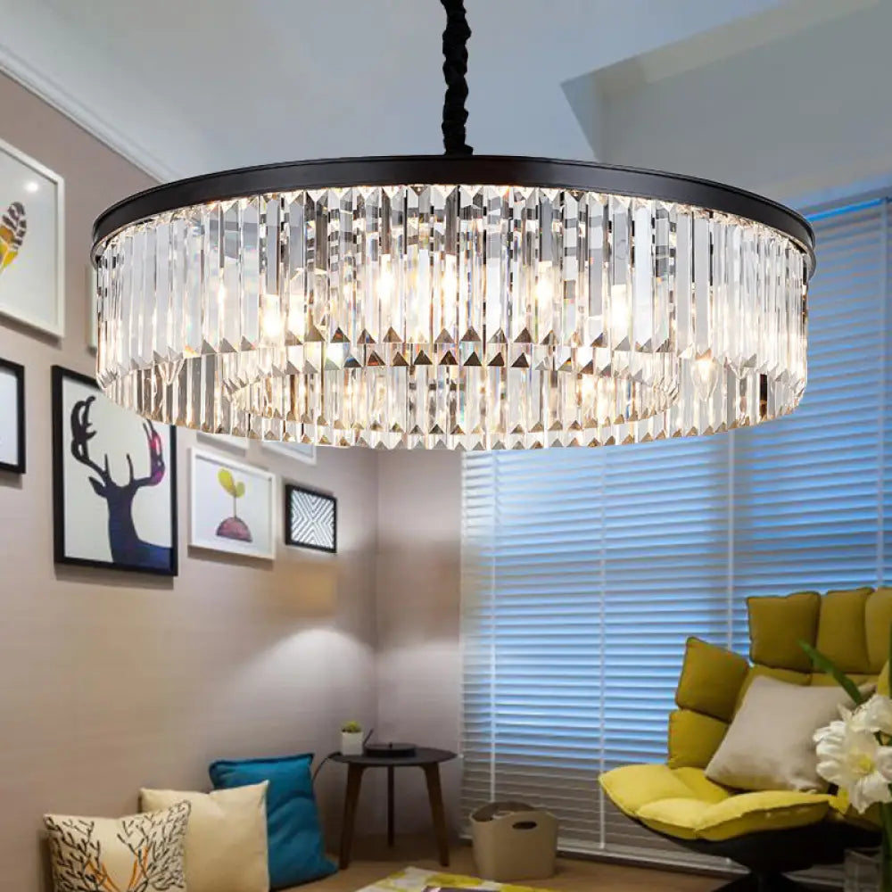 Emilia Modern Crystal Chandelier: Sparkling Elegance In Multiple Sizes (16’ 23.5’ 31.5’) Black /