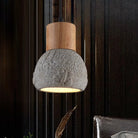 Enrich Your Space With Industrial Charm And Natural Beauty: The Cement Ceiling Light Wood Dome Grey