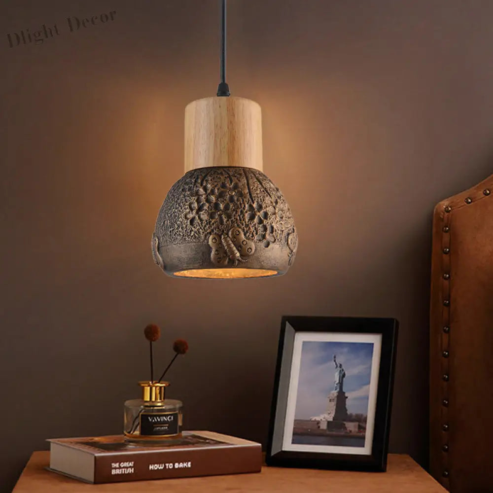 Enrich Your Space With Industrial Charm And Natural Beauty: The Cement Ceiling Light Wood Dome