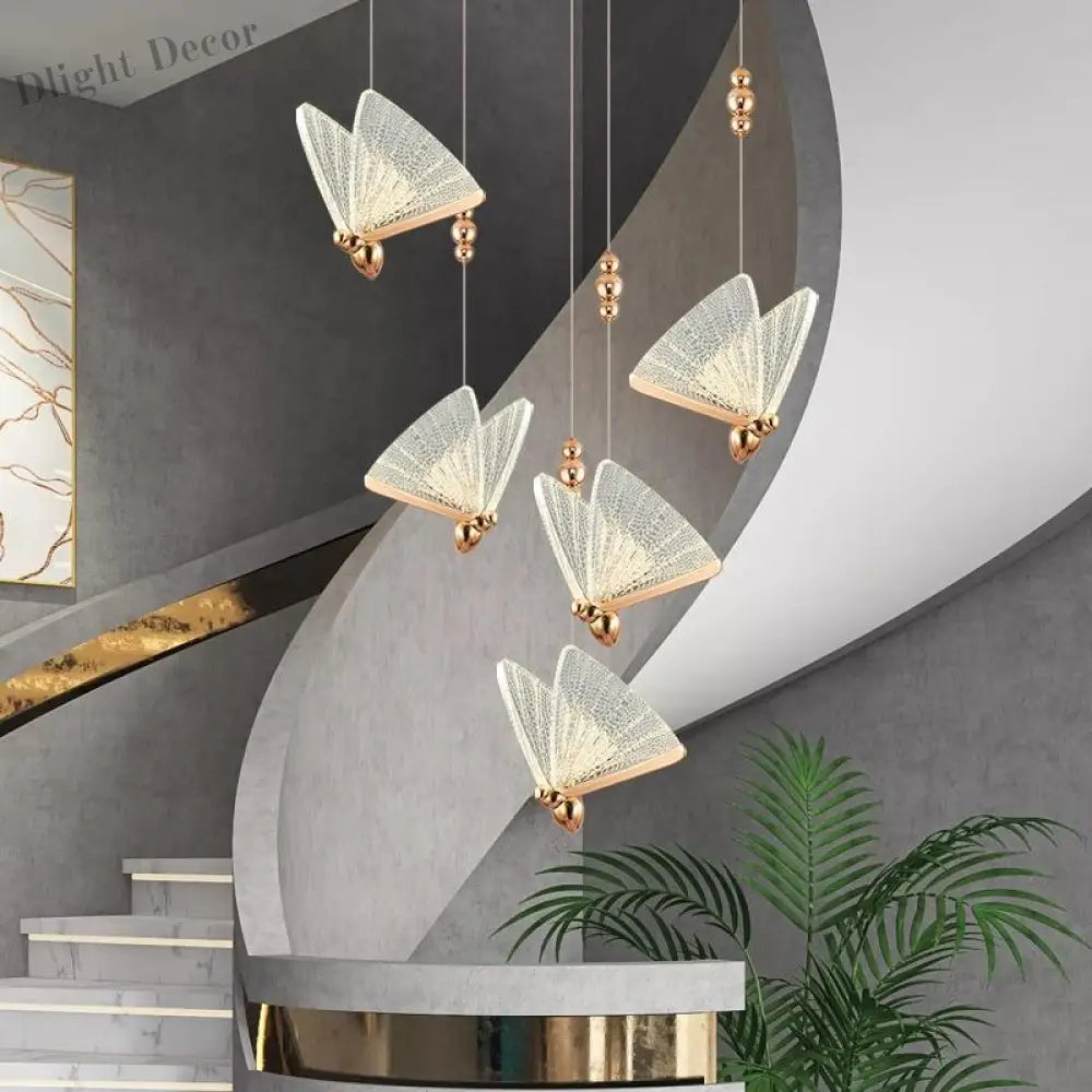 Entrancing Elegance: The Evelyn Butterfly Stair Chandelier Pendant Lighting