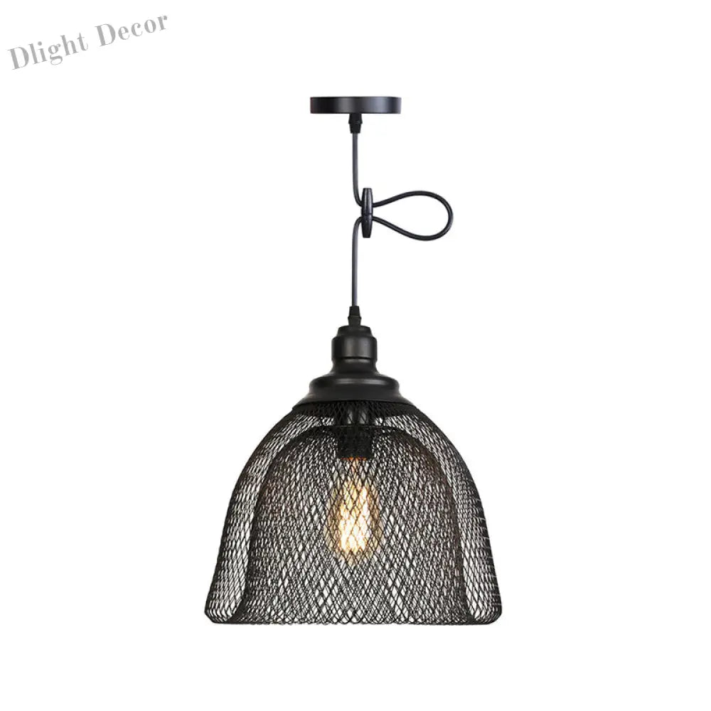 Ethan’s Industrial Wire Mesh Pendant Lamp: A Touch Of Charm Black / Bowl