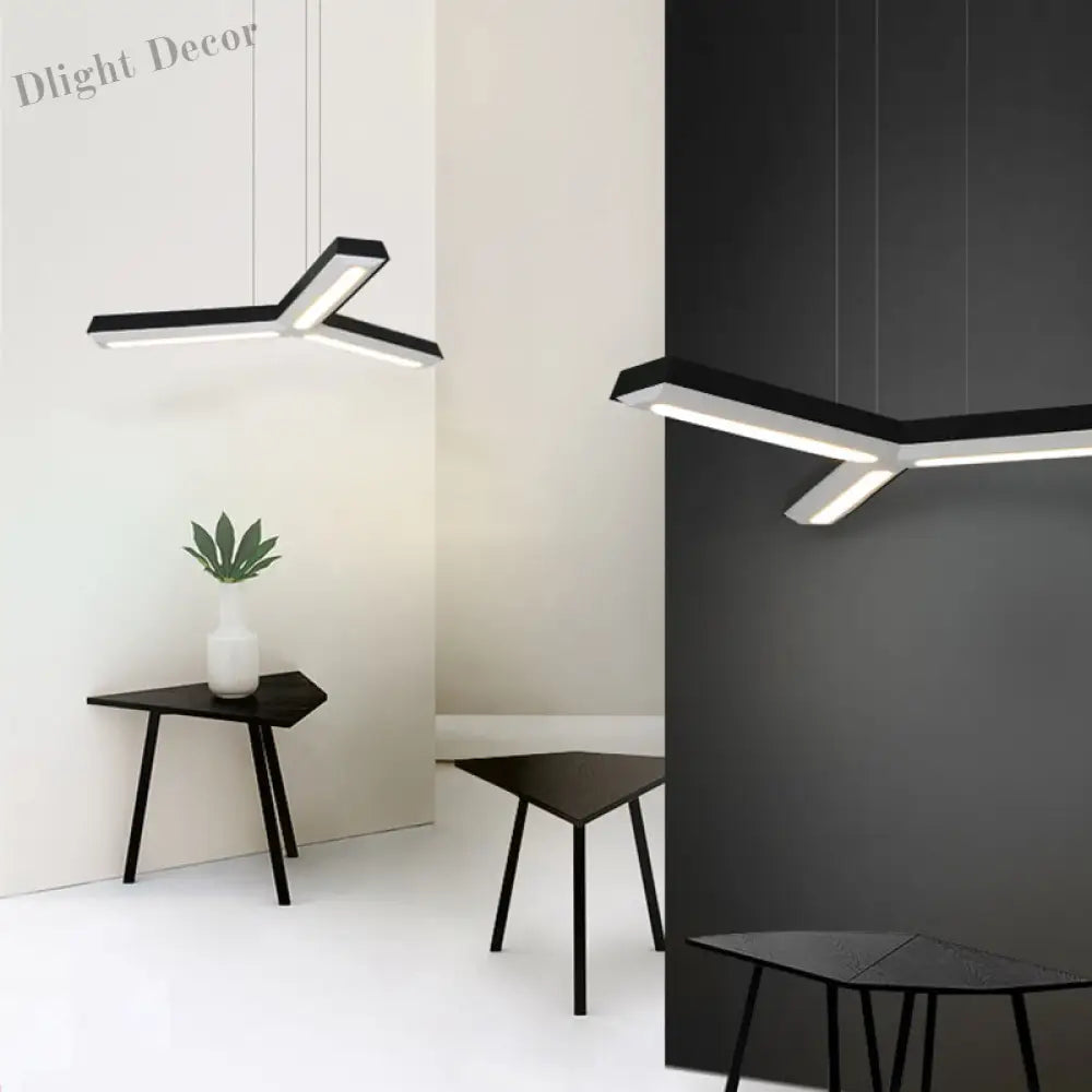 Ethan’s Modern Y - Shaped Led Pendant Lamp: Enhance Your Office With Style And Efficiency