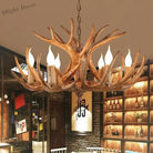 European Country Led Antler Chandelier - Retro Resin Deer Horn Ceiling Lamp For Home Kitchen Decor