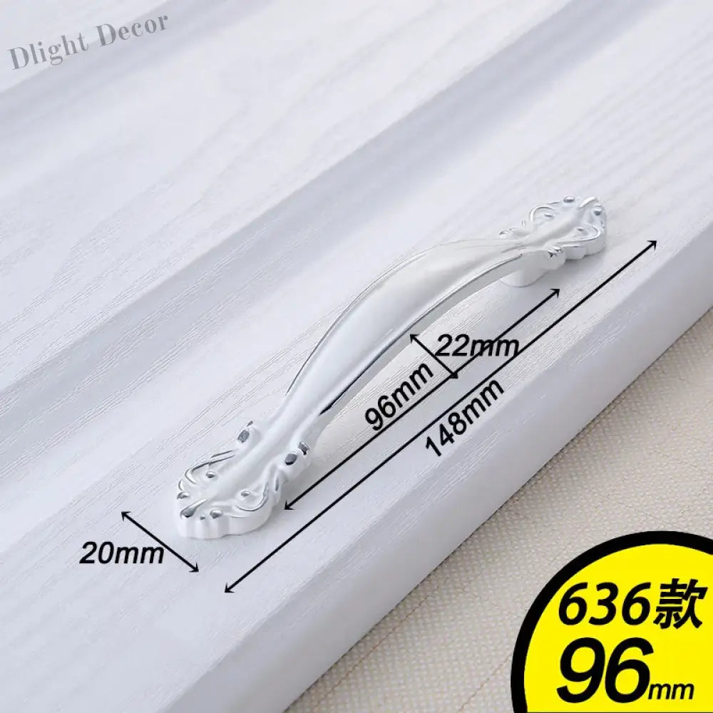 European Ivory White Cabinet Handle – Elegant Zinc Alloy Drawer Pulls for Dressers Closets and Cupboards (96mm) 636-96