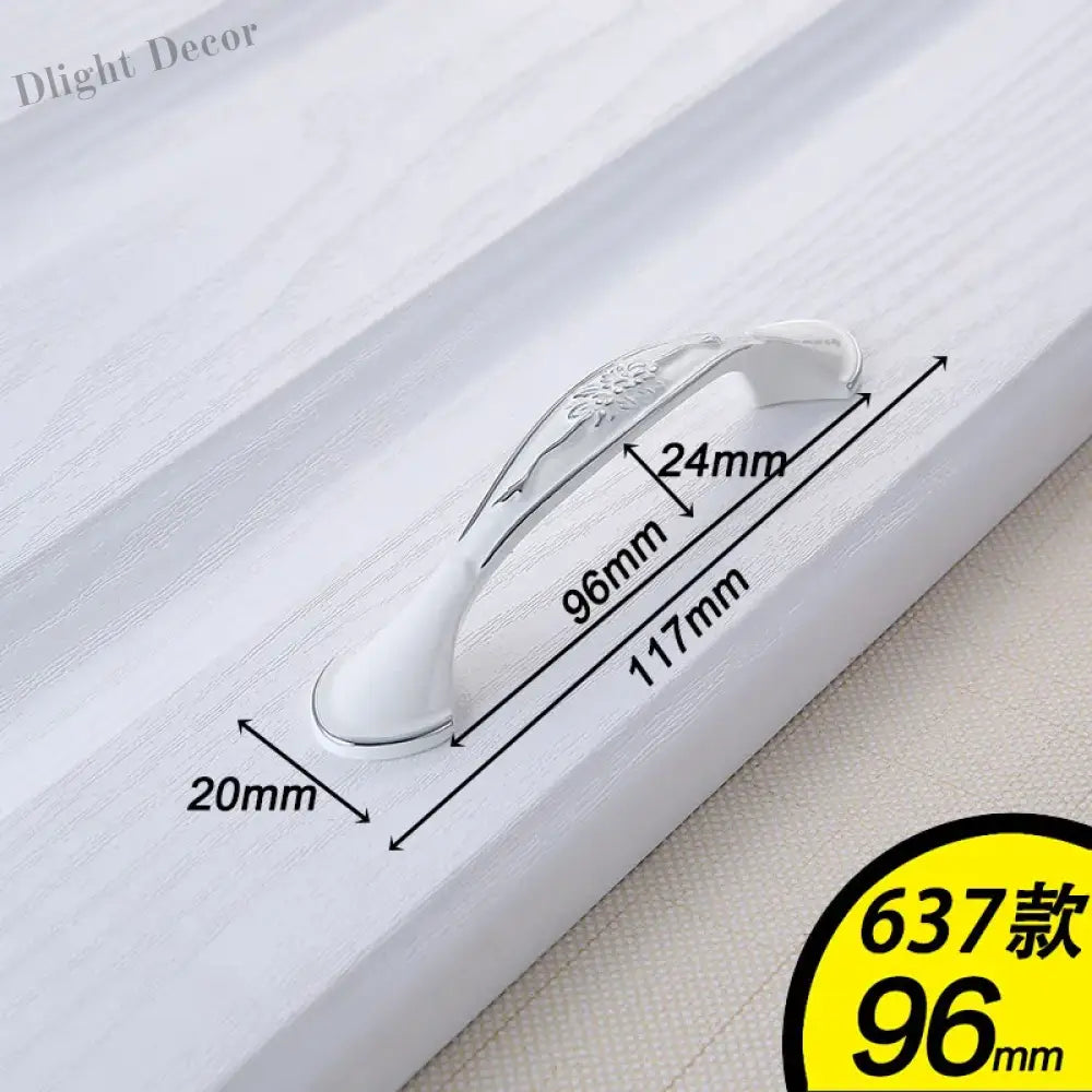 European Ivory White Cabinet Handle – Elegant Zinc Alloy Drawer Pulls for Dressers Closets and Cupboards (96mm) 637-96