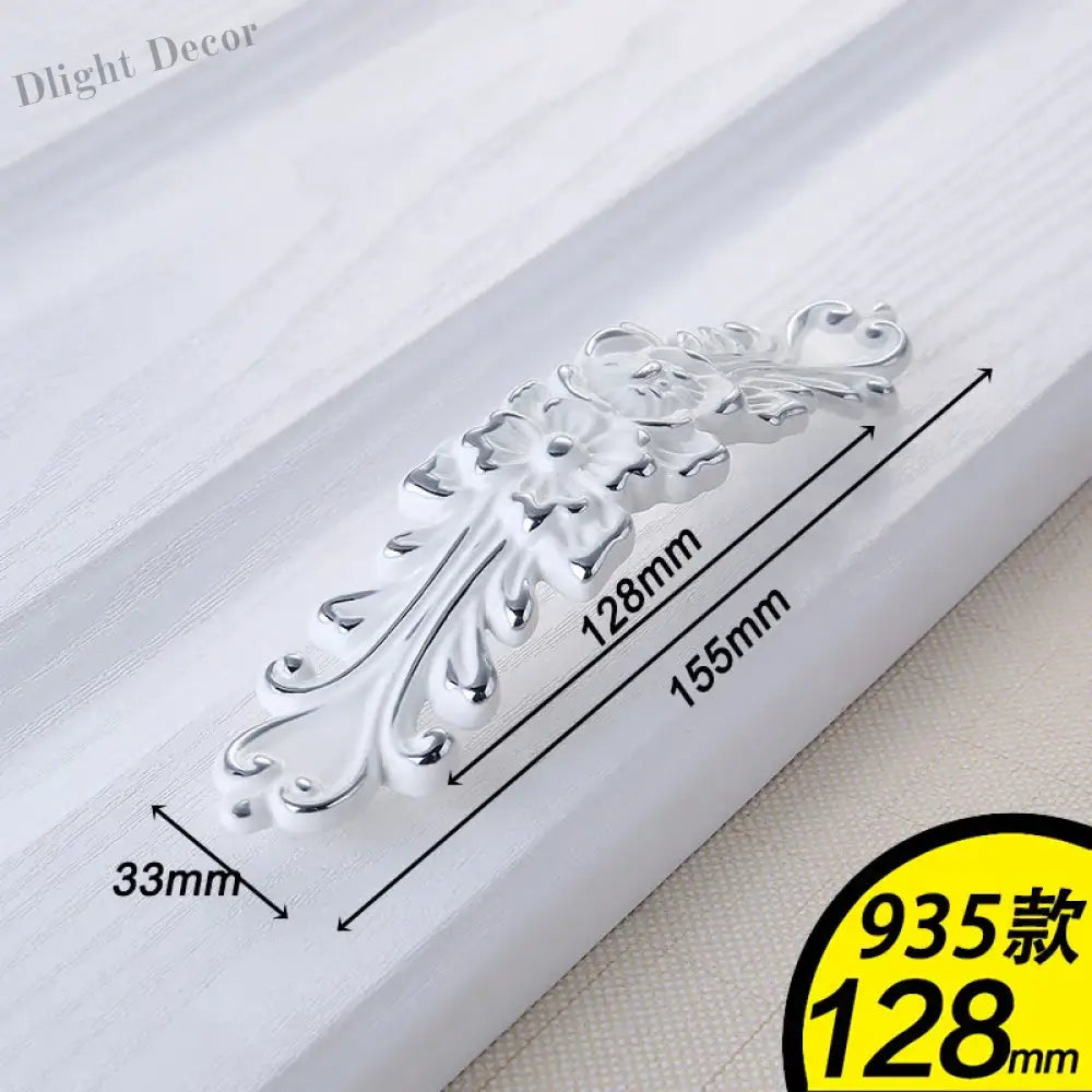 European Ivory White Cabinet Handle – Elegant Zinc Alloy Drawer Pulls for Dressers Closets and Cupboards (96mm) 935-128