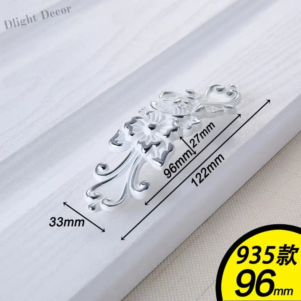 European Ivory White Cabinet Handle – Elegant Zinc Alloy Drawer Pulls for Dressers Closets and Cupboards (96mm) 935-96