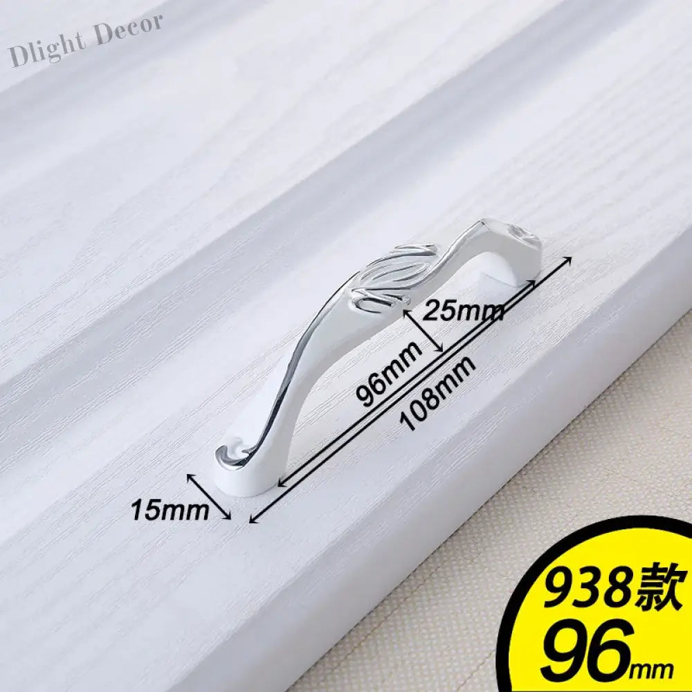 European Ivory White Cabinet Handle – Elegant Zinc Alloy Drawer Pulls for Dressers Closets and Cupboards (96mm) 938-96