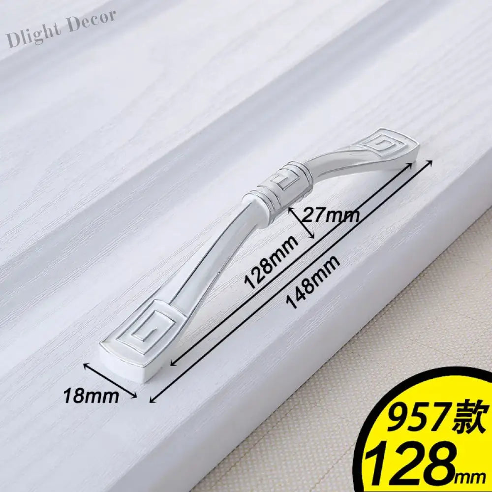 European Ivory White Cabinet Handle – Elegant Zinc Alloy Drawer Pulls for Dressers Closets and Cupboards (96mm) 957-128