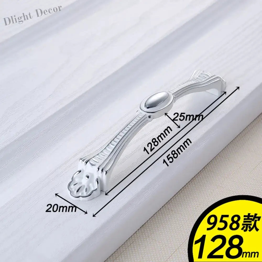 European Ivory White Cabinet Handle – Elegant Zinc Alloy Drawer Pulls for Dressers Closets and Cupboards (96mm) 958-128