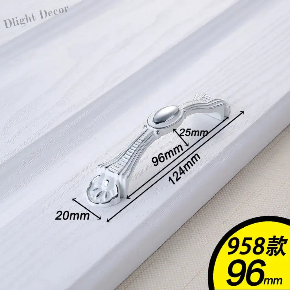 European Ivory White Cabinet Handle – Elegant Zinc Alloy Drawer Pulls for Dressers Closets and Cupboards (96mm) 958-96