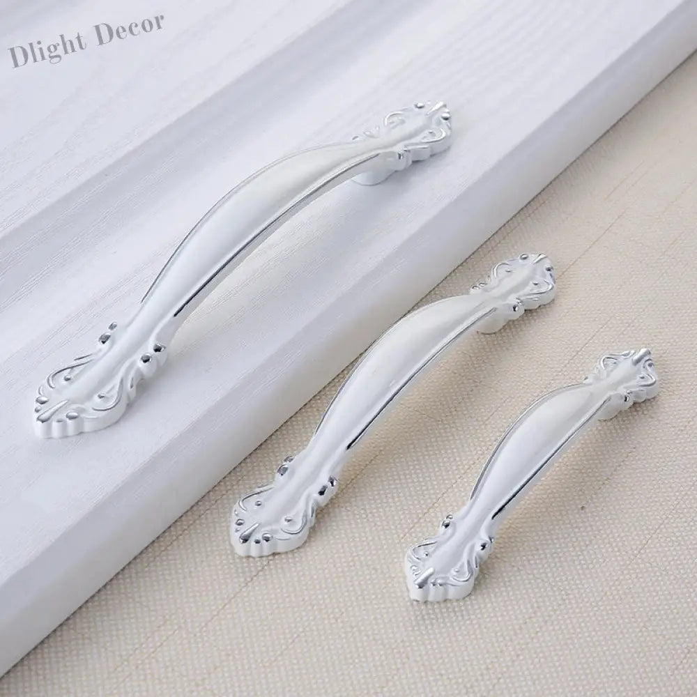 European Ivory White Cabinet Handle – Elegant Zinc Alloy Drawer Pulls for Dressers Closets and Cupboards (96mm) Handles