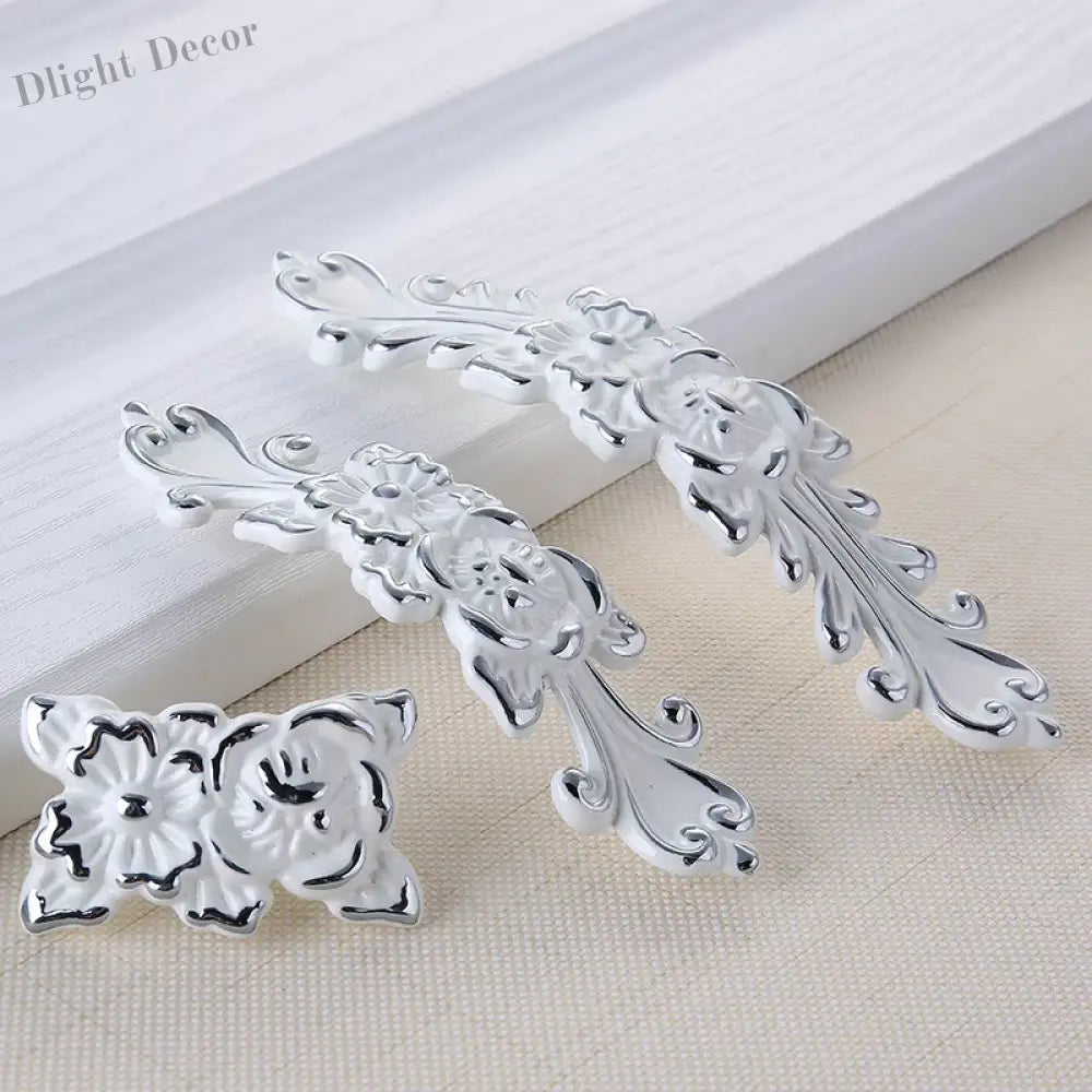 European Ivory White Cabinet Handle – Elegant Zinc Alloy Drawer Pulls for Dressers Closets and Cupboards (96mm) Handles