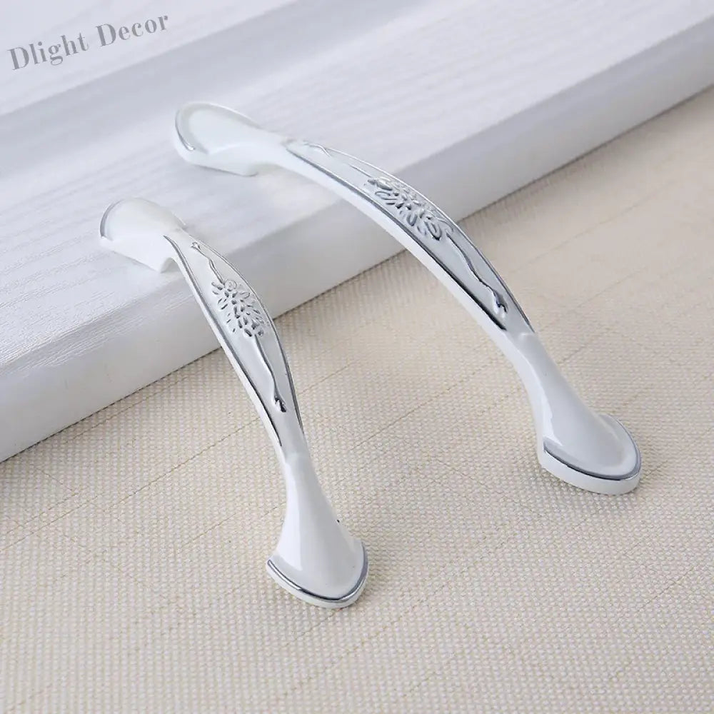 European Ivory White Cabinet Handle – Elegant Zinc Alloy Drawer Pulls for Dressers Closets and Cupboards (96mm) Handles