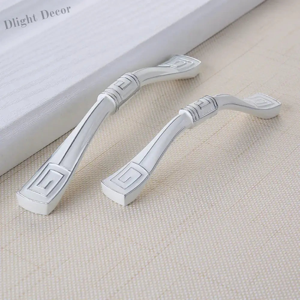 European Ivory White Cabinet Handle – Elegant Zinc Alloy Drawer Pulls for Dressers Closets and Cupboards (96mm) Handles