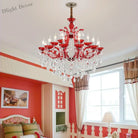 European Princess Crystal Chandelier - Choose From Warm Pink Blue Purple Or Red For Creative Room