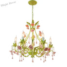 European Rose Flower Chandelier - Green Lustre Light In 6L/8L/12L Sizes E14 Decoration Fixture Pink