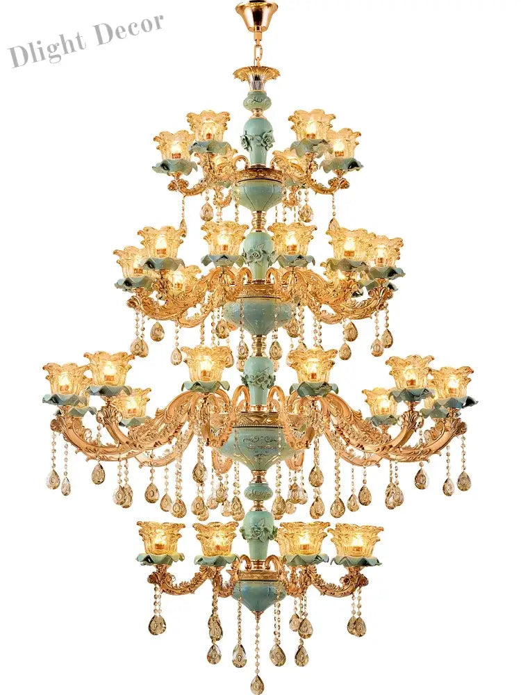 European - Style Duplex Building Chandelier - Elegance For Living Rooms Hotels And Ceramic