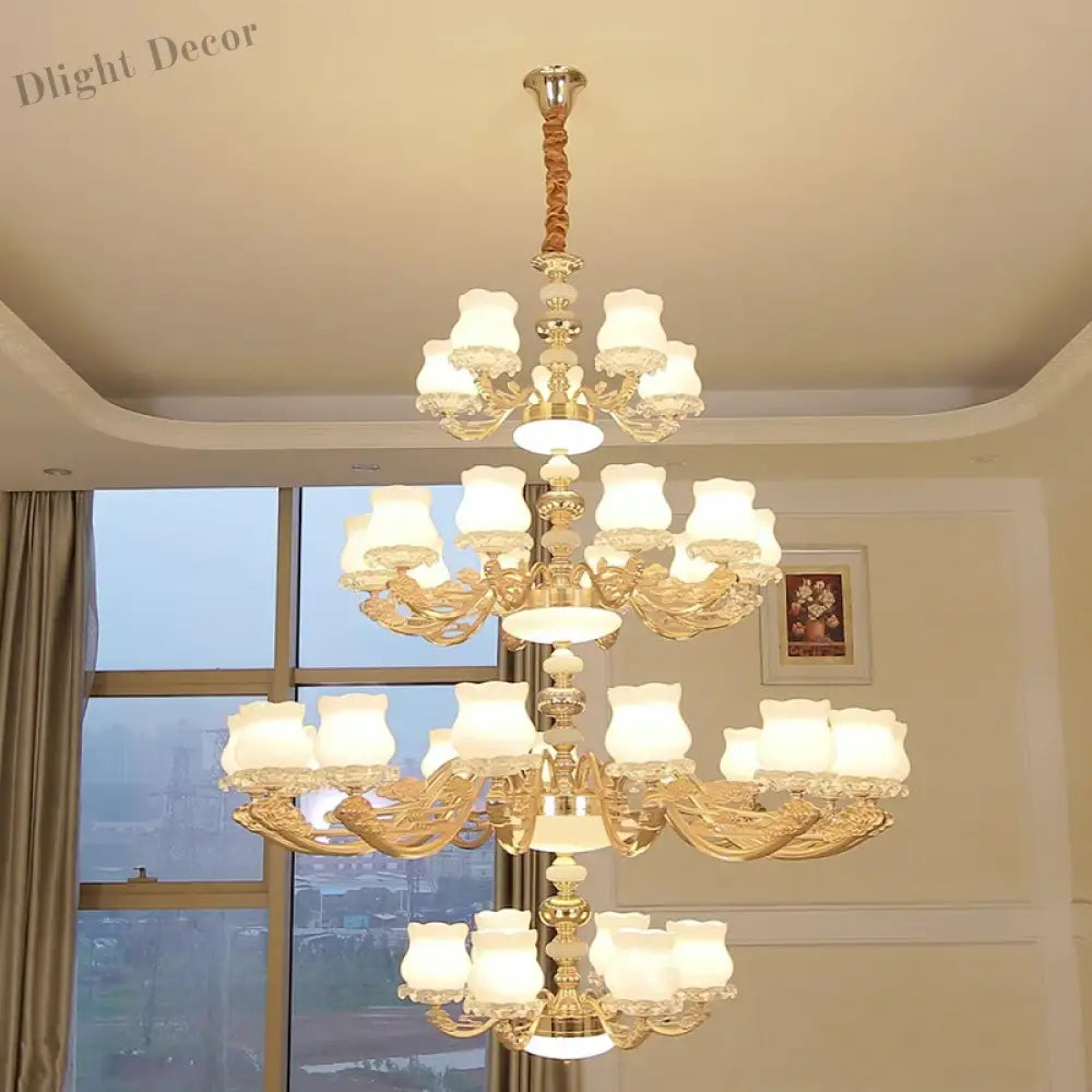 European Style Duplex Building Chandelier - Simple Elegance For Large Living Rooms Hallways And