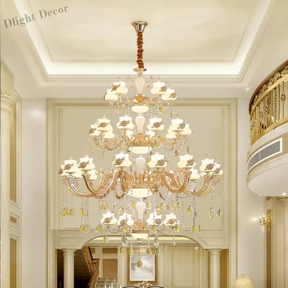 European - Style Duplex Building Large Chandelier - Villa Elegance For Spacious Living And Hotel