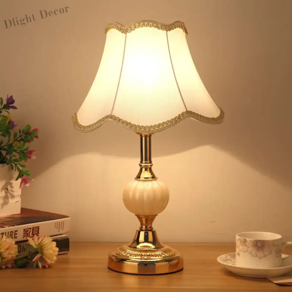 European - Style Glass Desk Lamp - Nordic Bedroom Bedside With Modern Retro Wrought Iron Design