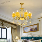 European Style Jade Crystal Chandelier - Luxury Lighting With Natural Marble Accents For Dining