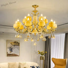 European Style Jade Crystal Chandelier - Luxury Lighting With Natural Marble Accents For Dining