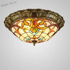 European - Style Tiffany Circular Ceiling Lamp - Retro Elegance For Living Rooms Bedrooms Corridors