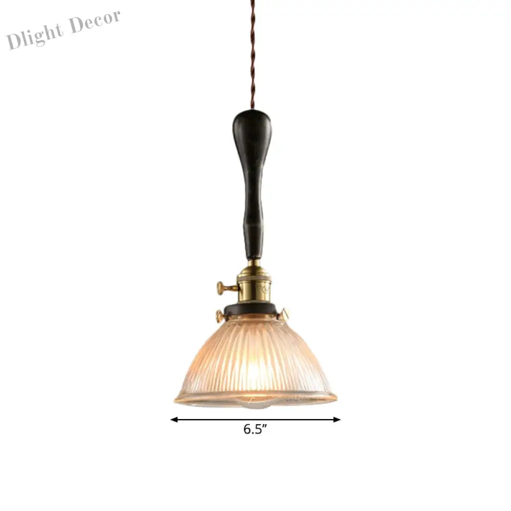 Evelyn - Modern Industrial Pendant Light With Ribbed Glass Shade