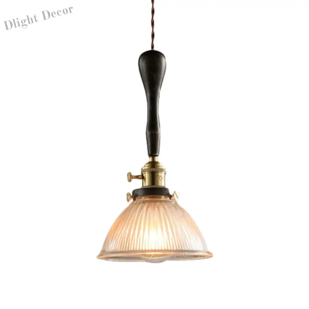 Evelyn - Modern Industrial Pendant Light With Ribbed Glass Shade