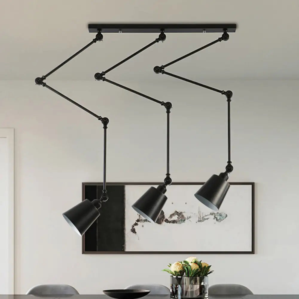 Evelyn’s Adjustable 3 - Light Green & Black Pendant Lamp: A Touch Of Modern Elegance