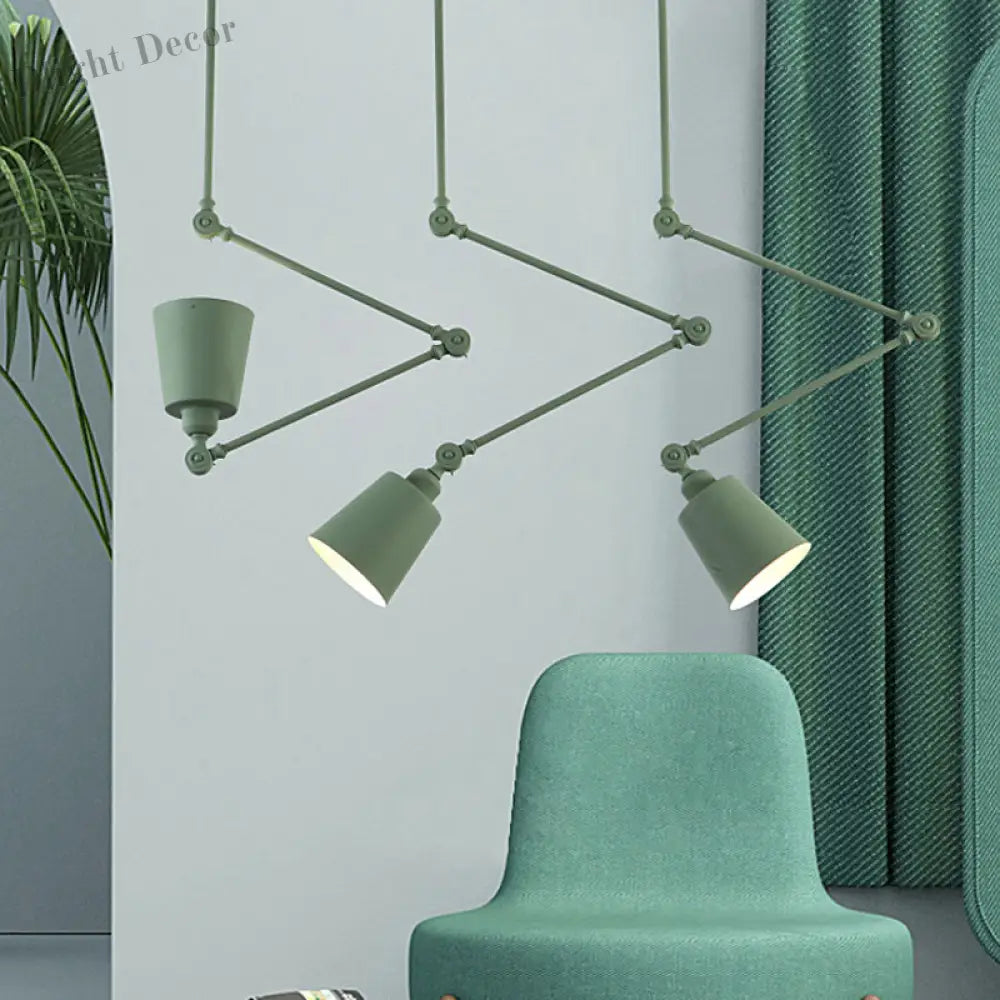 Evelyn’s Adjustable 3 - Light Green & Black Pendant Lamp: A Touch Of Modern Elegance