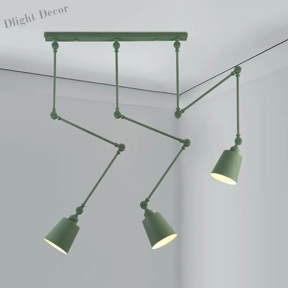 Evelyn’s Adjustable 3 - Light Green & Black Pendant Lamp: A Touch Of Modern Elegance