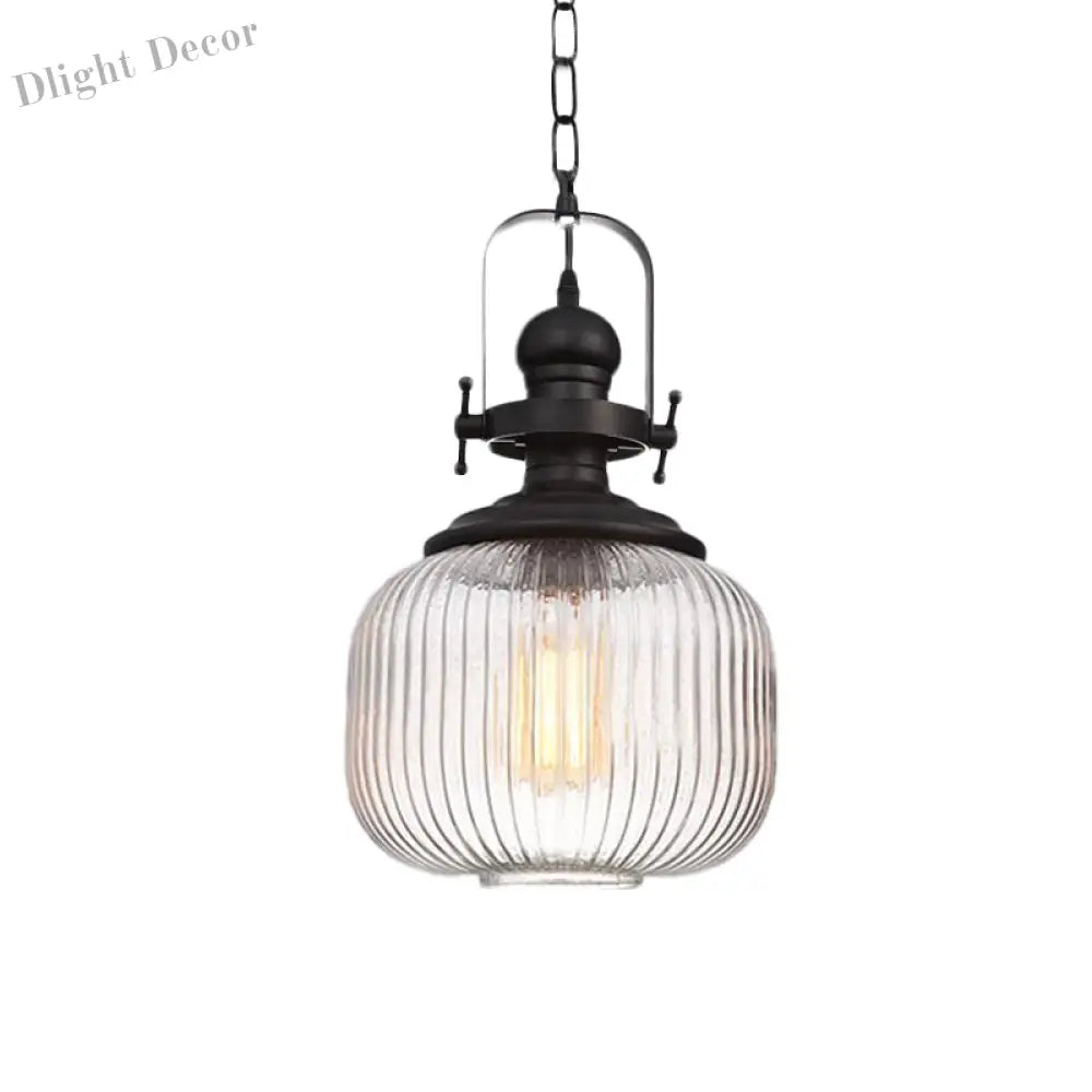 Evelyn’s Enchanting Embrace - Ribbed Glass Pendant Lamp