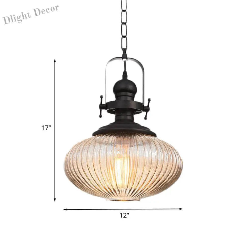 Evelyn’s Enchanting Embrace - Ribbed Glass Pendant Lamp