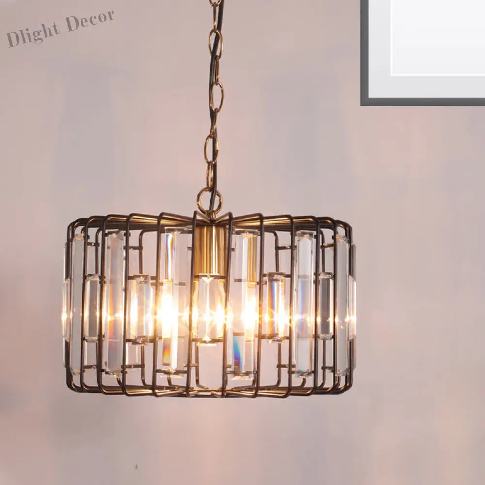 Everly’s Enchanting Embrace: Modern Black Crystal Pendant Lamp / 13’