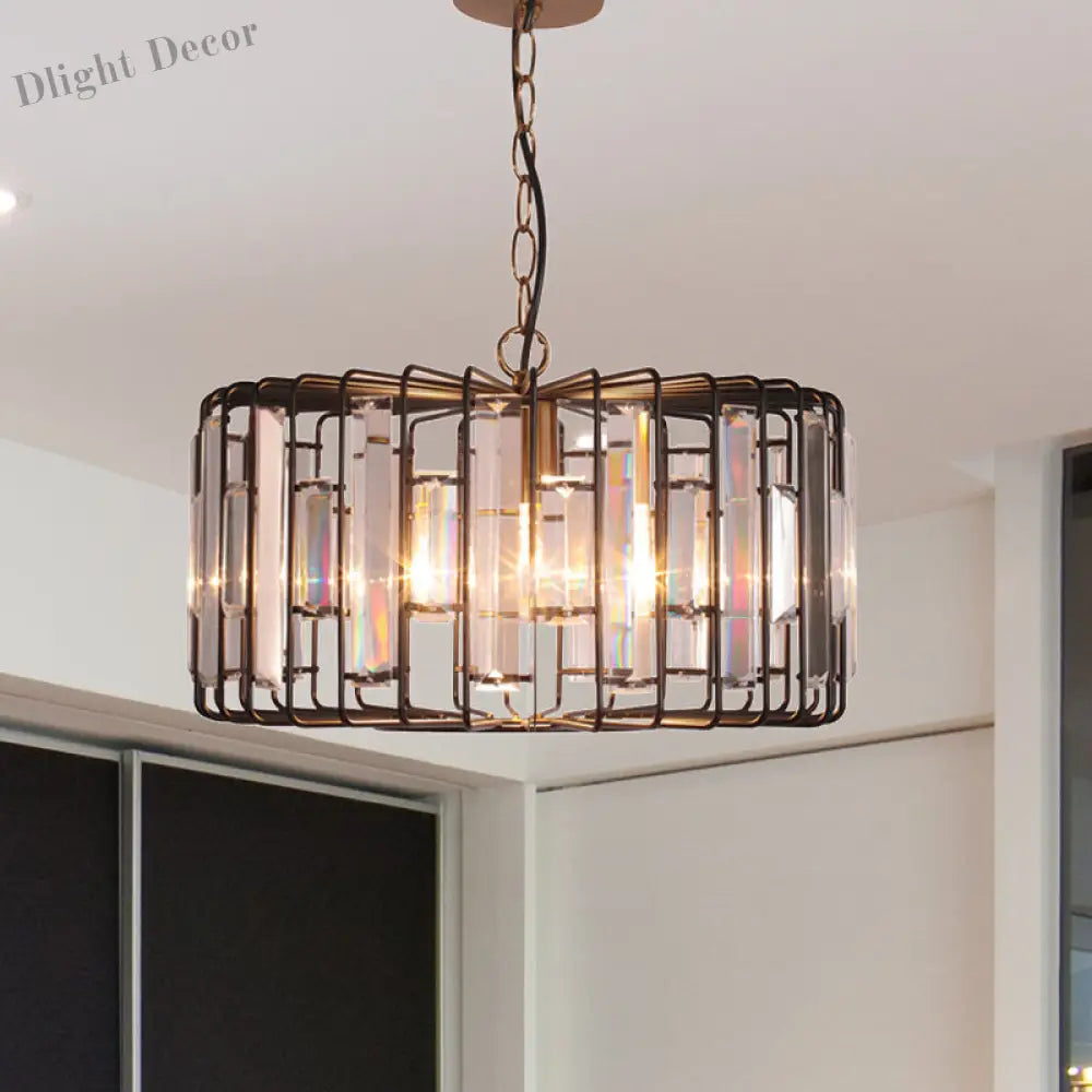 Everly’s Enchanting Embrace: Modern Black Crystal Pendant Lamp