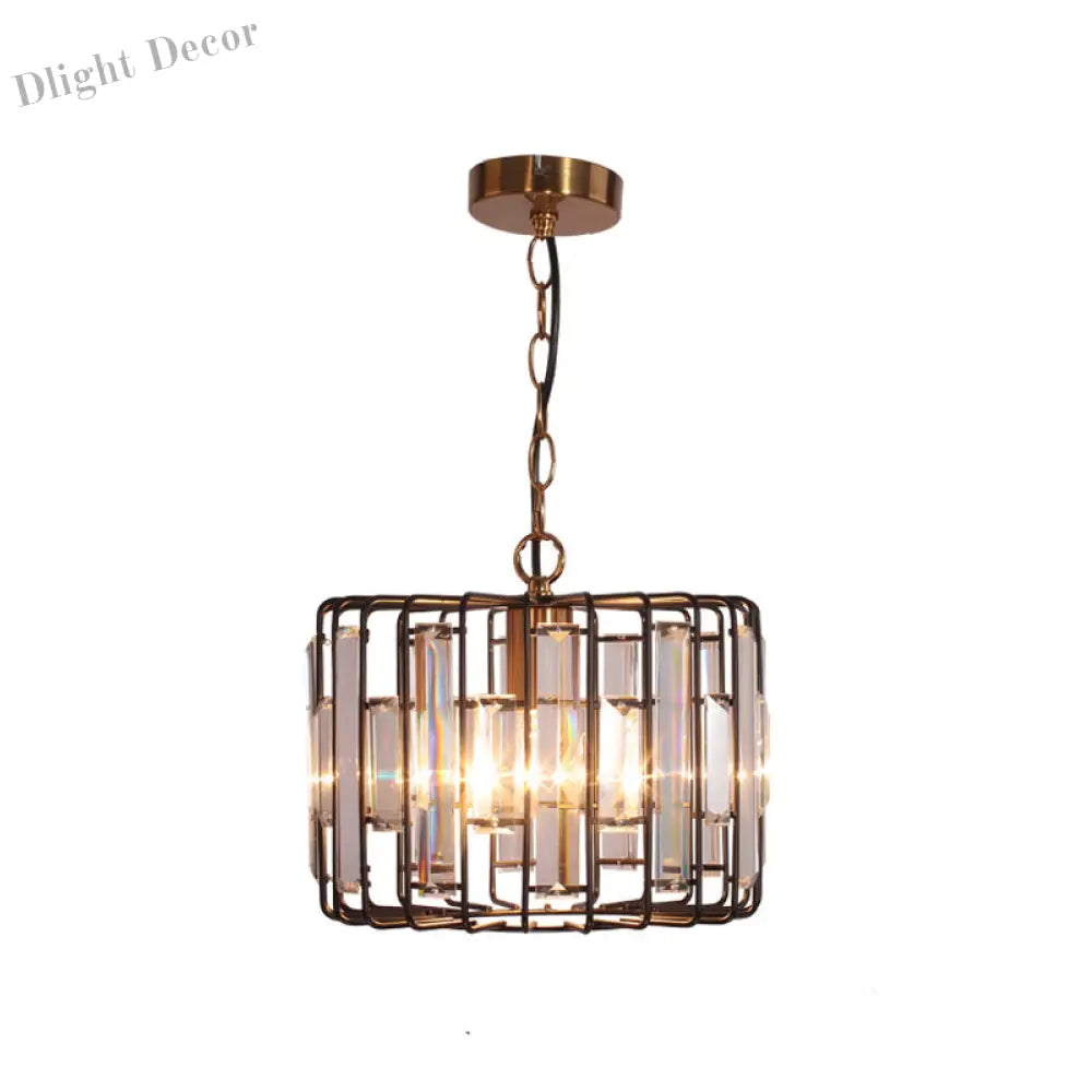 Everly’s Enchanting Embrace: Modern Black Crystal Pendant Lamp