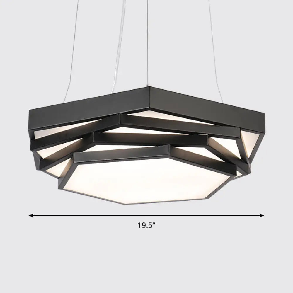 Fiona Elegance Meets Geometric Brilliance: The Hexagonal Led Chandelier Black / Third Gear