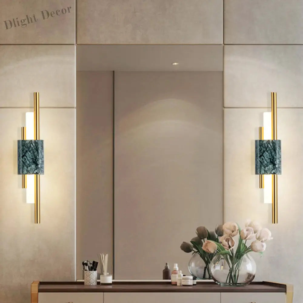 Fiona’s Modern Marble Sconce - Green Led Light With Sophisticated Style