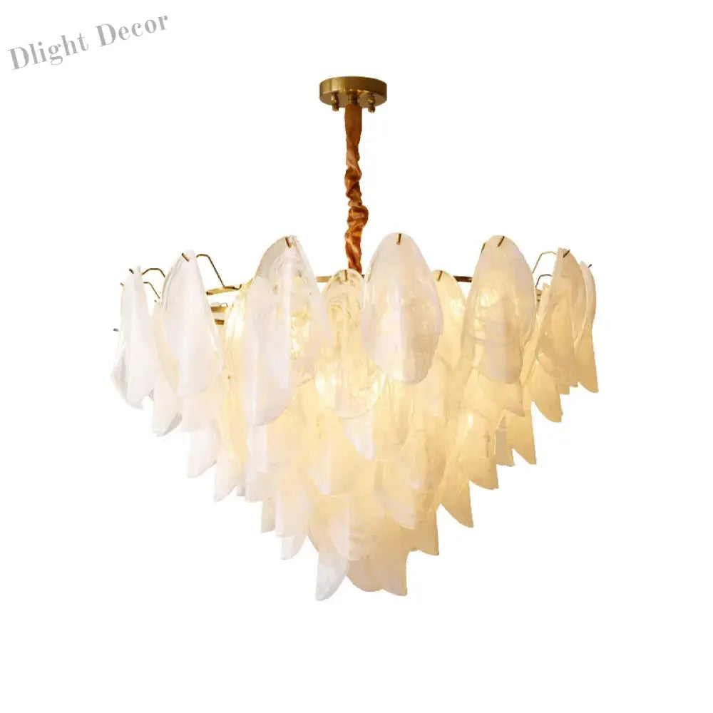 French Light And Luxury Restaurant Pendant Lamp - Postmodern Elegance With A Retro Glass Feather