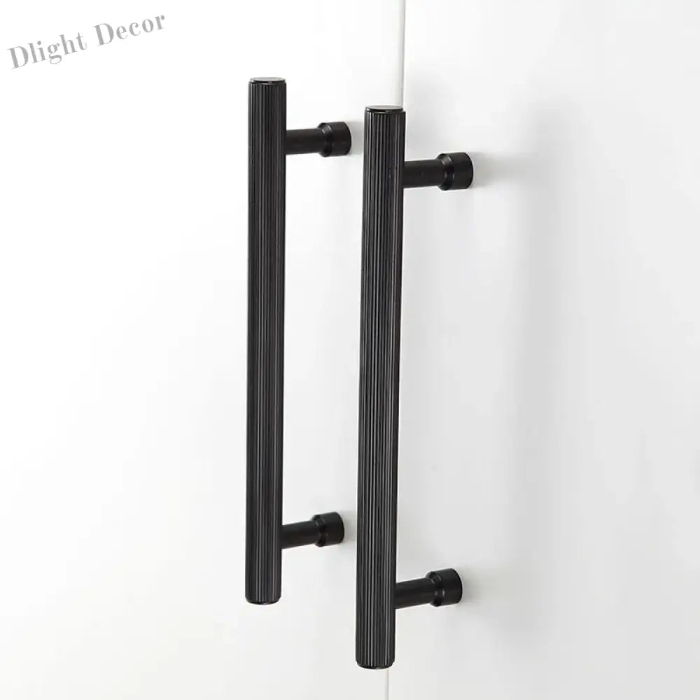 Gold and Black Solid Brass Handles – Straight Line Cabinet T-Bar and Wardrobe Pulls Handles